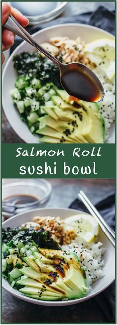 Salmon roll sushi bowl