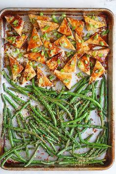 Sheet Pan Honey-Sesame Tofu and Green Beans