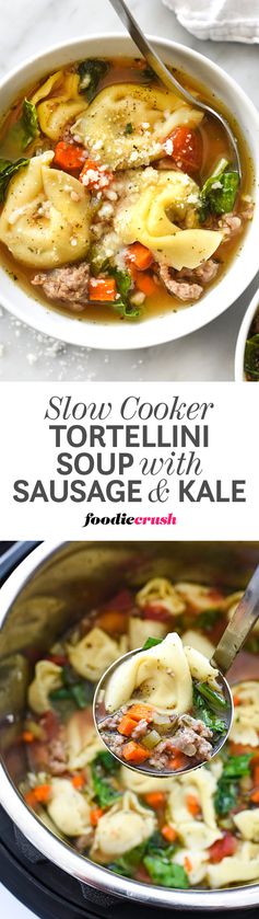 Slow Cooker Tortellini Soup with Sausage and Kale