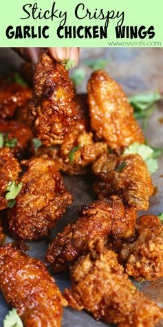 Sticky Crispy Garlic Chicken Wings