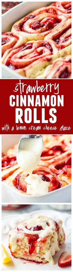 Strawberry Cinnamon Rolls with Lemon Cream Cheese Glaze