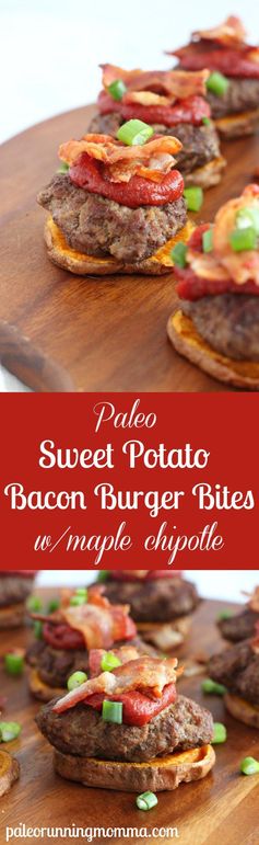 Sweet Potato Bacon Burger Bites with Maple Chipotle (Paleo