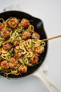 Thai Chicken Meatballs with Zucchini Noodles