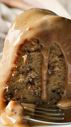 Toffee Pecan Bundt Cake with Caramel Drizzle