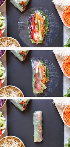 Veggie Spring Rolls with Spicy Peanut Dipping Sauce