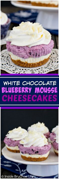 White Chocolate Blueberry Mousse Cheesecakes