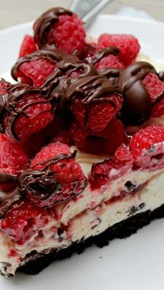 White Chocolate Raspberry Truffle No Bake Cheesecake