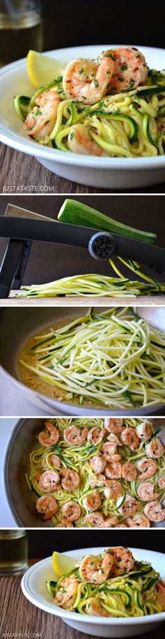 Zucchini Noodles and Grilled Shrimp with Lemon Basil Dressing