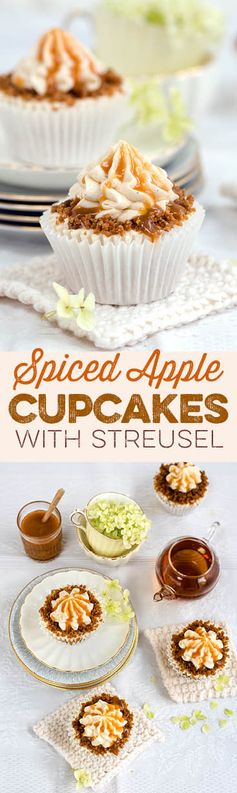 Apple cupcakes with streusel, apple buttercream & caramel