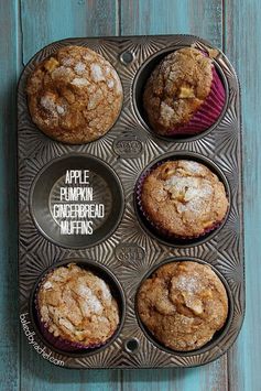 Apple Pumpkin Gingerbread Muffins