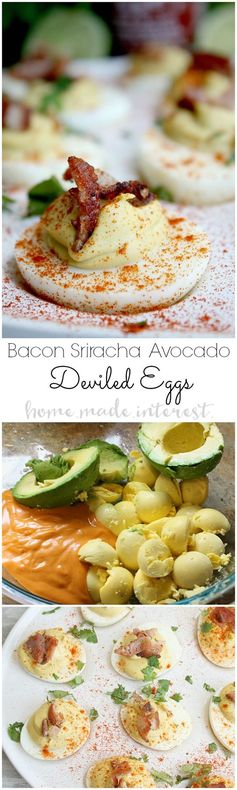 Bacon Sriracha Avocado Deviled Eggs