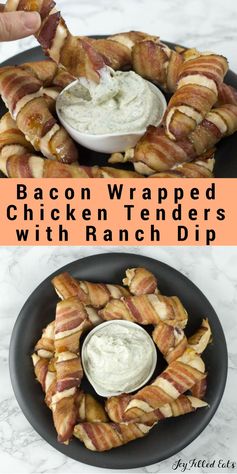 Bacon Wrapped Chicken Tenders with Ranch Dip