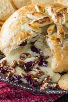 Baked Brie en Croute (with honey, cranberries and pecans