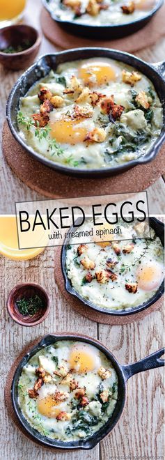 Baked Eggs with Creamed Spinach