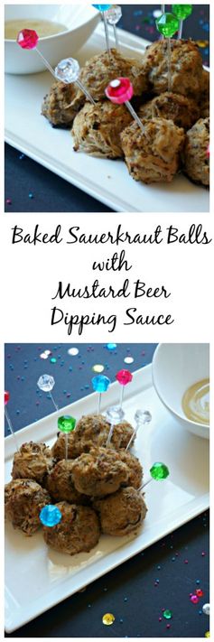 Baked Sauerkraut Balls with Mustard Beer Dipping Sauce