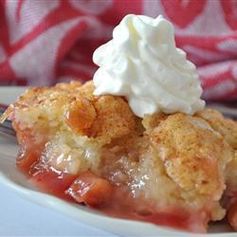 Baked sticky rhubarb pudding