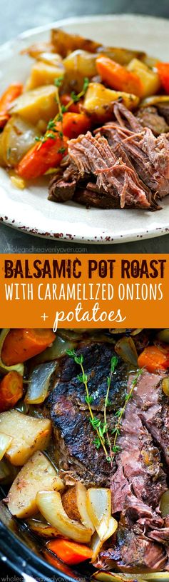 Balsamic Pot Roast with Caramelized Onions + Potatoes