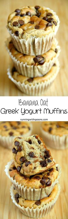 Banana Oat Greek Yogurt Muffins