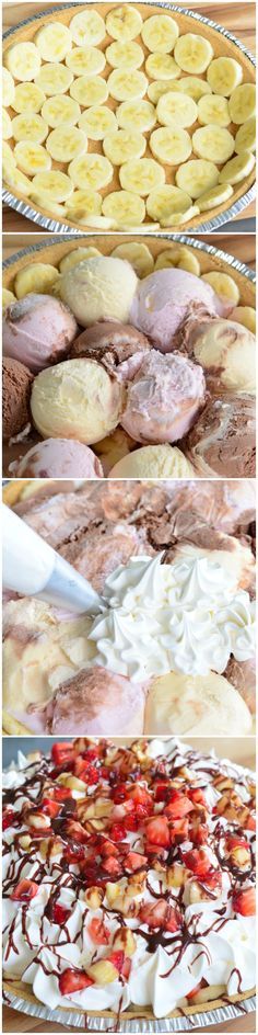 Banana Split Ice Cream Pie