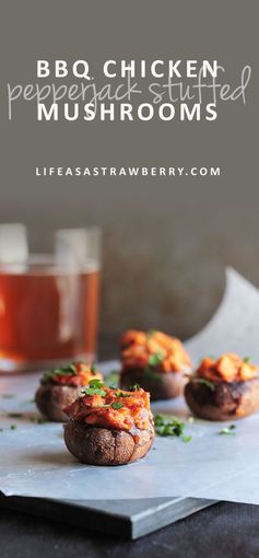 BBQ Chicken Pepper Jack Stuffed Mushrooms