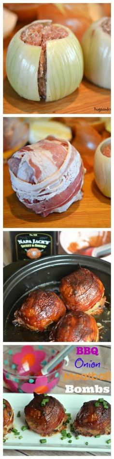 BBQ Onion Meatball Bombs