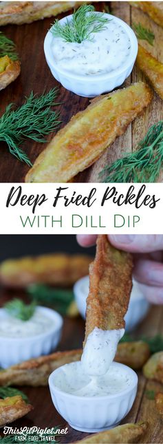 Beer Batter Deep Fried Pickles with Dill Dip