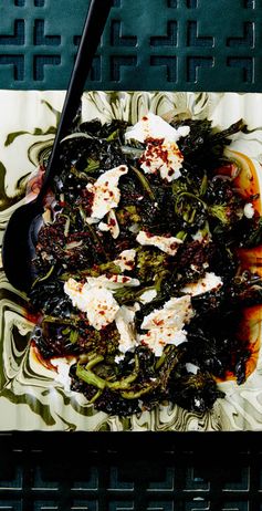 Braised Greens with Aleppo Oil and Feta