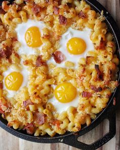 Breakfast Mac and Cheese with Baked Eggs