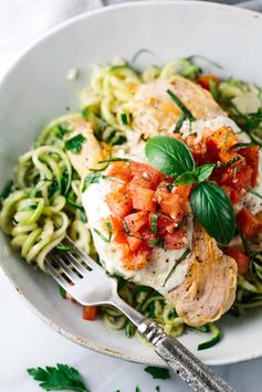 Bruschetta Chicken with Zucchini Noodles