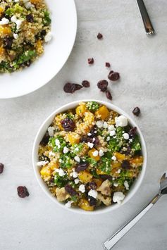 Butternut Squash Quinoa with Kale, Cranberries, Walnuts and Goat Cheese