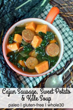 Cajun Sausage, Sweet Potato and Kale Soup