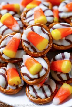 Candy Corn Pretzel Hugs