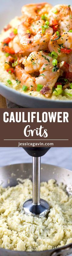 Cauliflower Grits with Spicy Shrimp