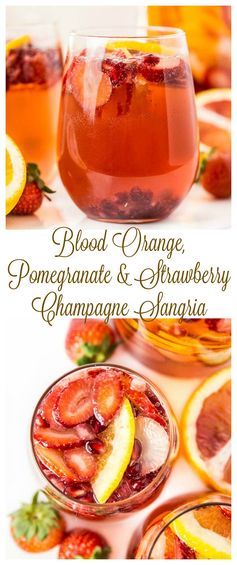 Champagne Sangria (with Blood Orange, Pomegranate & Strawberry