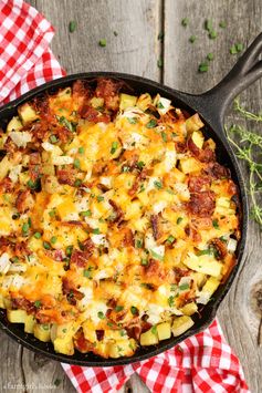 Cheesy Grilled Skillet Potatoes with Bacon and Herbs