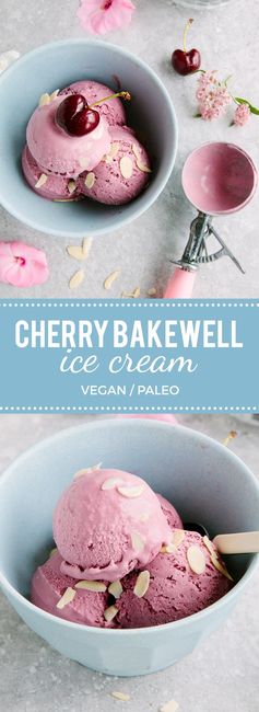 Cherry Bakewell Ice Cream (Vegan + Paleo