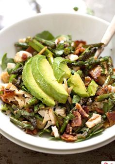 Chicken Bacon Avocado Salad with Roasted Asparagus