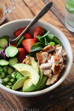 Chicken Salad Bowl with Avocado, Strawberry, and Walnut (Paleo