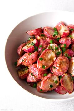 Chive Mustard Butter Roasted Radishes