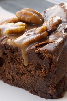 Chocolate Caramel Pecan Souffle Cake