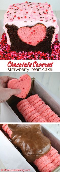 Chocolate Covered Strawberry Heart Cake