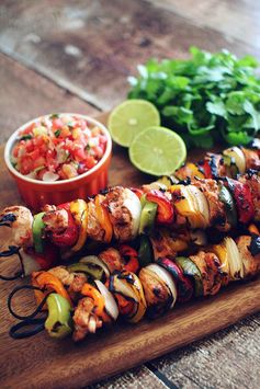 Cilantro-and-Lime Marinated Chicken Fajita Kebabs