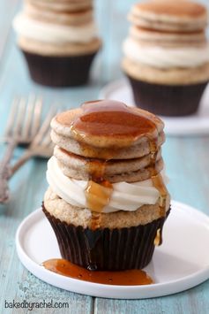 Cinnamon Pancake Cupcakes with Maple Cream Cheese Frosting