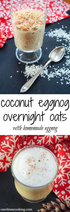 Coconut eggnog overnight oats (with homemade eggnog #SundaySupper