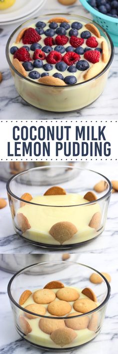 Coconut Milk Lemon Pudding with Fruit