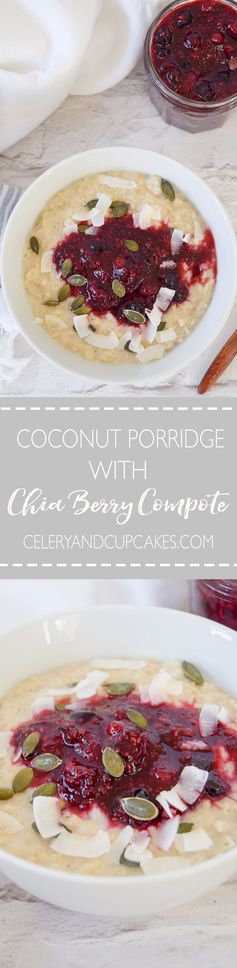 Coconut Porridge With Chia Berry Compote