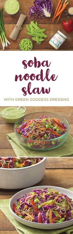 Cold Soba Noodle Slaw with Green Goddess Dressing