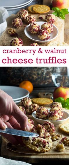 Cranberry and walnut cheese truffles
