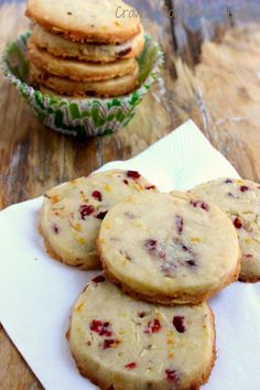 Cranberry Orange Almond Shortbread Cookies