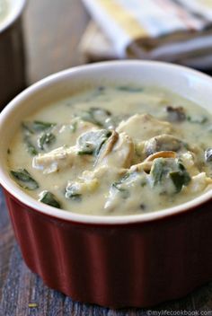 Creamy Chicken & Spinach Soup (using cauliflower cream